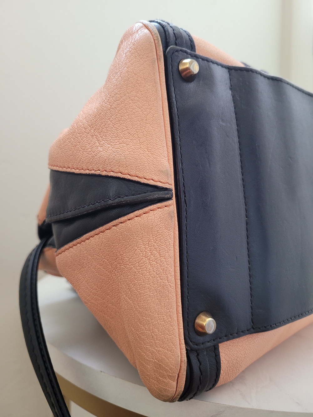 Chloé Black & Sunrise Peach Leather Medium Alice Satchel Bag Crossbody - Picture 10 of 16